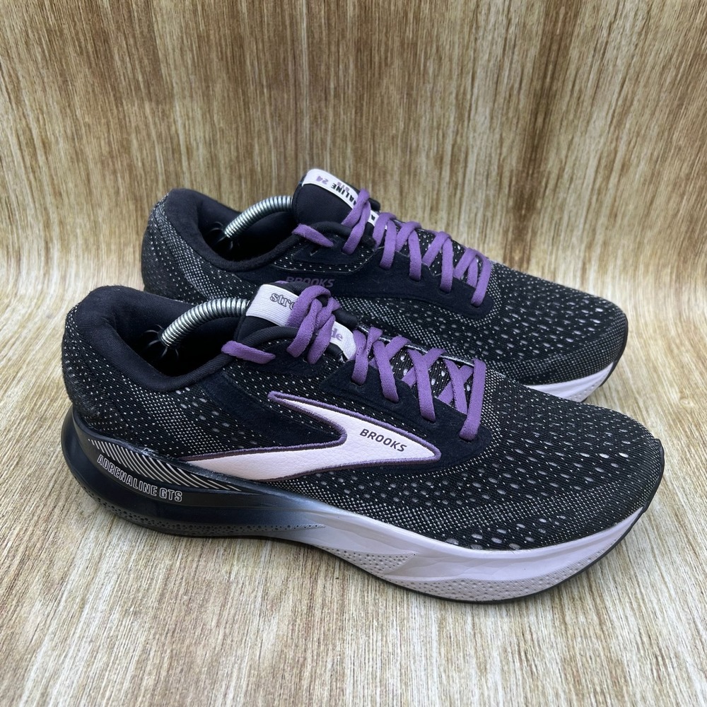 Brooks Adrenaline GTS 24 Women's Size 9 Black Lilac Stability Shoes 1204261B071
